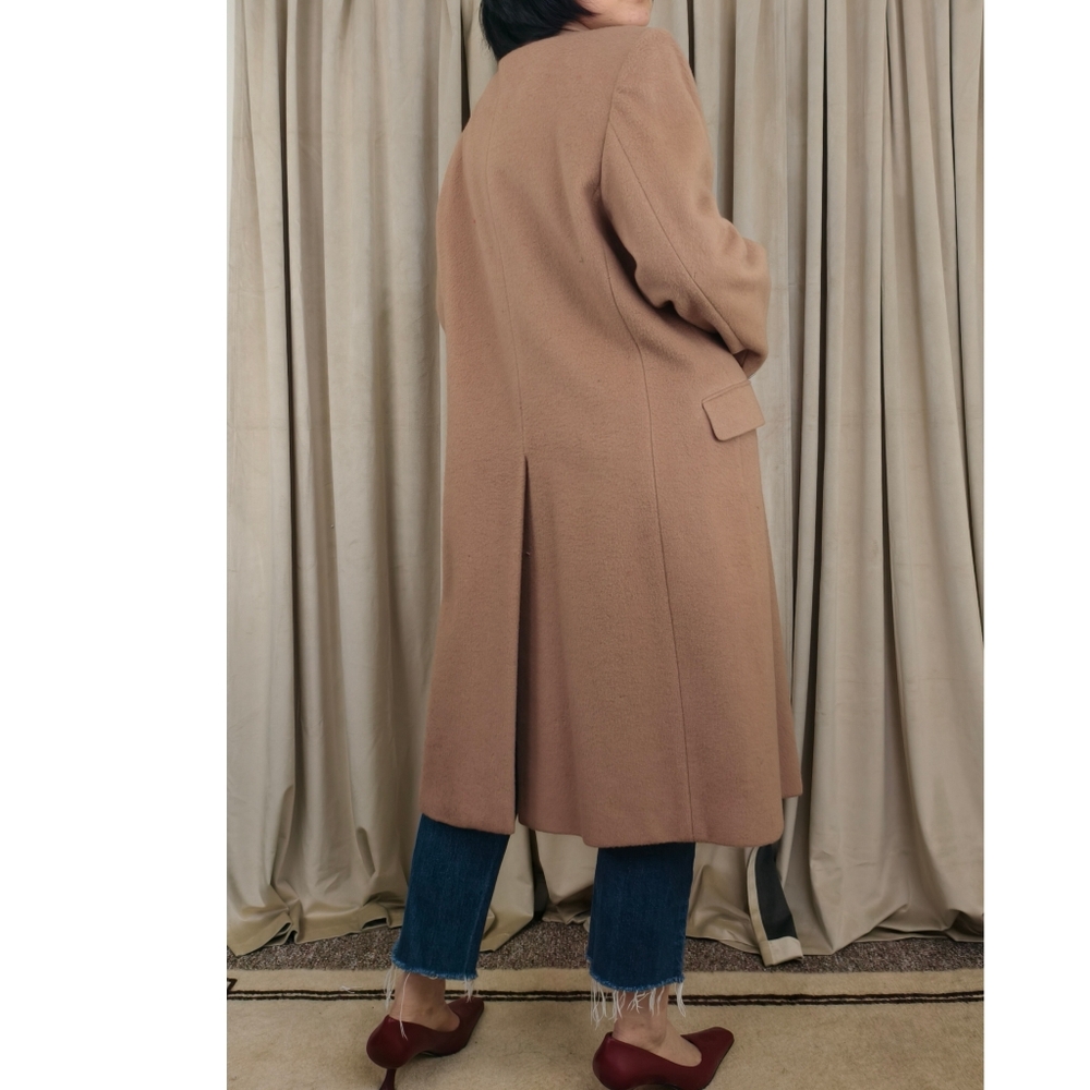 Vintage Tan Camel Boyfriend Boxy Full Length Long Coat - Picture 3 of 7